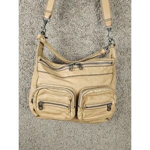 Liebeskind Berlin Light Tan Topstitched Leather Hobo Satchel Doctor Handbag Ania